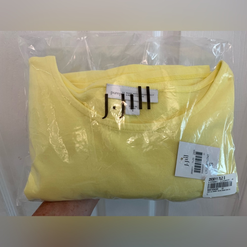 J Jill Pure Jill Dolman-sleeve French Terry Top in Light Lemon Tint - Picture 5 of 6